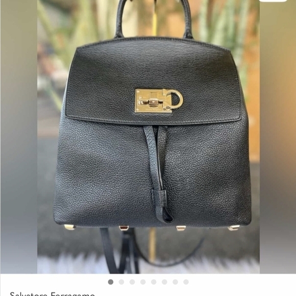Salvatore Ferragamo Black Leather Backpack - Picture 2 of 10